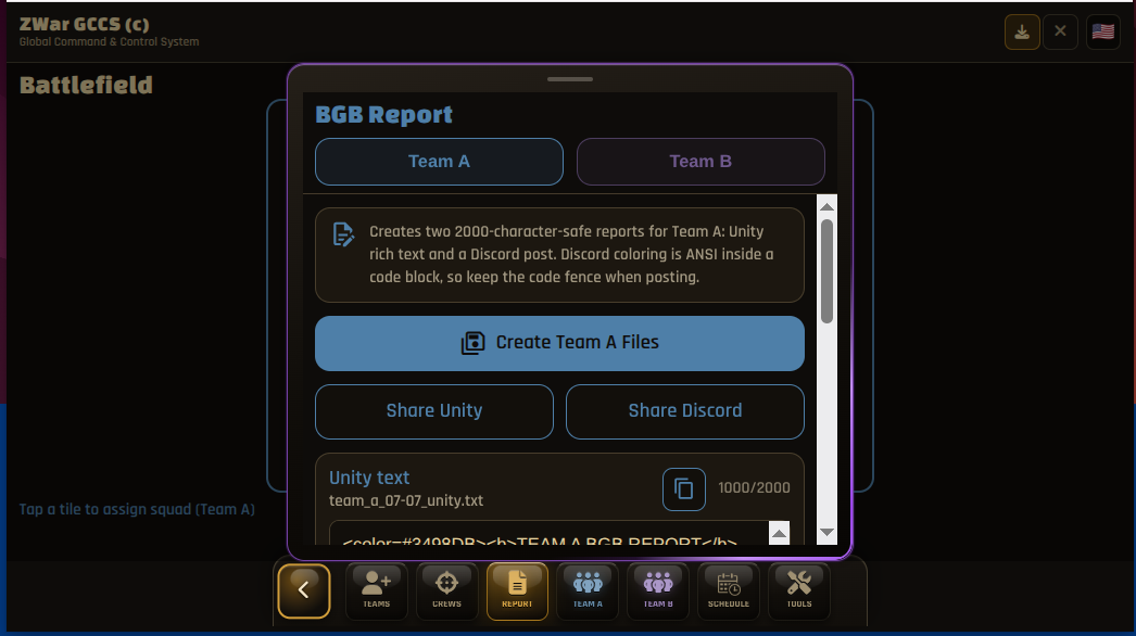  BGB event reports for Discord and In game email